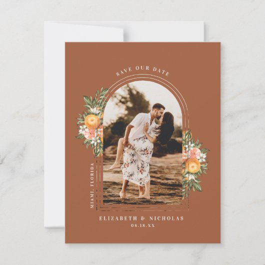 Elegant Citrus Orchard | Boho Save the Date (Vorderseite)