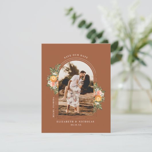Elegant Citrus Orchard | Boho Save the Date (Stehend Vorderseite)