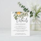 Elegant Citrus Orchard Boho Wedding Guest Details Begleitkarte (Stehend Vorderseite)