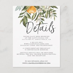 Elegant Citrus Orchard Boho Wedding Guest Details Begleitkarte
