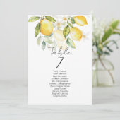 Elegant citrus table number seating chart cards (Stehend Vorderseite)