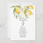 Elegant citrus table number seating chart cards (Vorderseite)