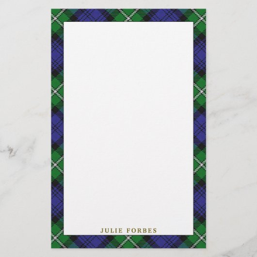 Elegant Clan Forbes Tartan Kariert Briefpapier (Vorderseite)
