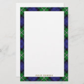 Elegant Clan Forbes Tartan Kariert Briefpapier (Vorne/Hinten)