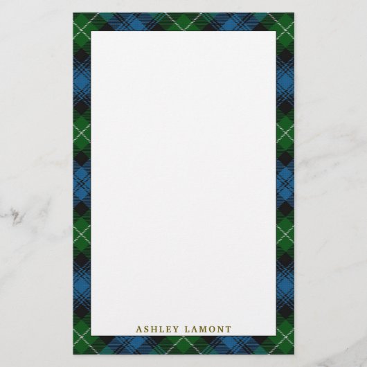 Elegant Clan Lamont Tartan Kariert Briefpapier (Vorderseite)