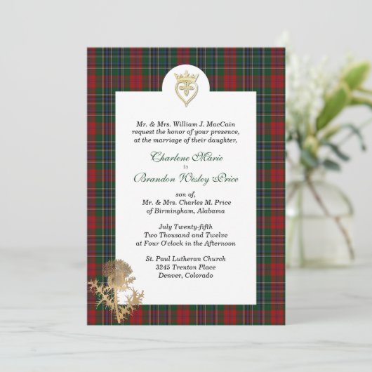 Elegant Clan MacCain 3 Karierte Einladung zur Hoch (Stehend Vorderseite)