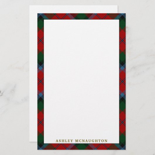 Elegant Clan MacNachtan MacNaughton Tartan Kariert Briefpapier (Vorne/Hinten)