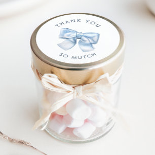 Elegant Clasic Baby Blue Watercolor Bow Vielen Dan Runder Aufkleber