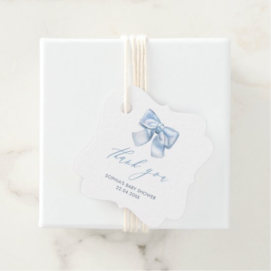 Elegant Clasic Gingham Baby Blue Bow Vielen Dank Geschenkanhänger (Beispiel)