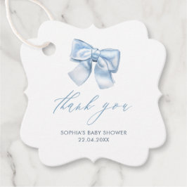 Elegant Clasic Gingham Baby Blue Bow Vielen Dank Geschenkanhänger