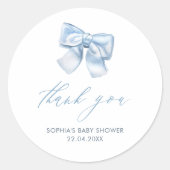 Elegant Clasic Gingham Baby Blue Bow Vielen Dank Runder Aufkleber (Vorderseite)