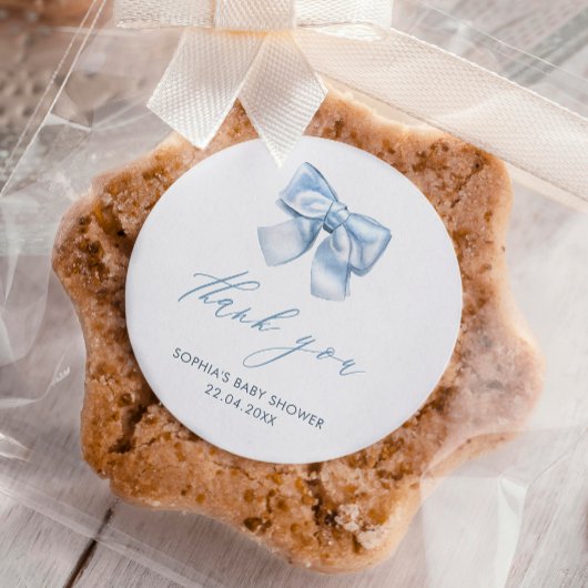 Elegant Clasic Gingham Baby Blue Bow Vielen Dank Runder Aufkleber