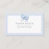 Elegant Clasic Gingham Blue Bow Diaper Raffle Begleitkarte (Vorderseite)