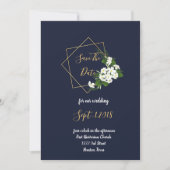 Elegant Class Navy Geometric Save the Date Einladung (Vorderseite)