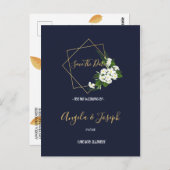 Elegant Class Navy Geometric Save the Date Postkarte (Vorne/Hinten)