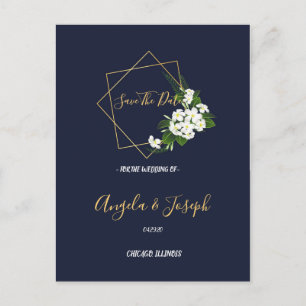 Elegant Class Navy Geometric Save the Date Postkarte