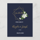 Elegant Class Navy Geometric Save the Date Postkarte (Vorderseite)
