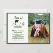 Elegant Class of 2024 Abschluss Graduate Foto Einladung (Vorderseite)