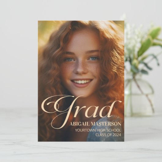Elegant Class of 2024 Foto Grad Abschluss (Stehend Vorderseite)