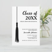 Elegant Class of 2024 Grad Tassel Abschluss Einladung (Stehend Vorderseite)