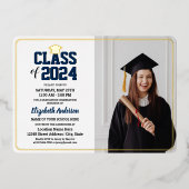Elegant Class of 2024 Graduate Foto Abschluss Folieneinladung (Vorderseite)