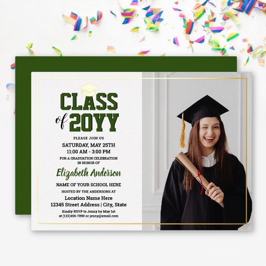 Elegant Class of 2024 Graduate Foto Abschluss Folieneinladung