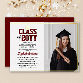 Elegant Class of 2024 Graduate Foto Abschluss Folieneinladung