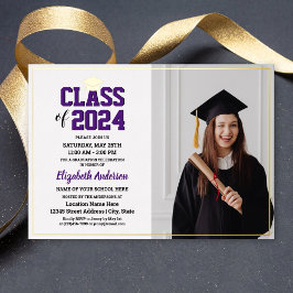 Elegant Class of 2024 Graduate Foto Abschluss Folieneinladung