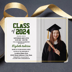 Elegant Class of 2024 Graduate Foto Abschluss Folieneinladung