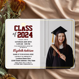 Elegant Class of 2024 Graduate Foto Abschluss Folieneinladung