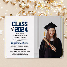 Elegant Class of 2024 Graduate Foto Abschluss Folieneinladung