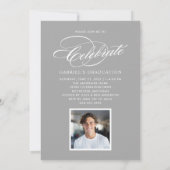 Elegant Class of 2025 Blue Foto Graduation Party Einladung (Rückseite)