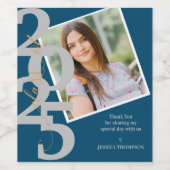 Elegant Class of 2025 Foto Danke Abschluss Weinetikett (Einzelnes Label)