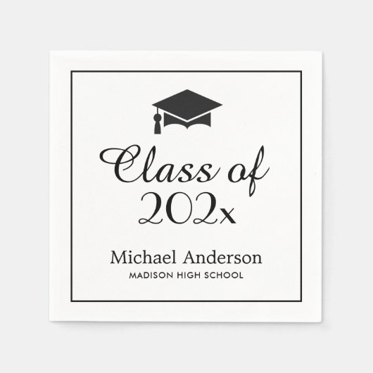 Elegant Class of 2025 Grad Cap Graduation Party Serviette (Vorderseite)