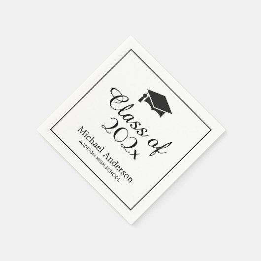 Elegant Class of 2025 Grad Cap Graduation Party Serviette (Ecke)