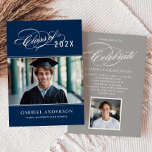 Elegant Class of 2025 Navy Foto Graduation Party