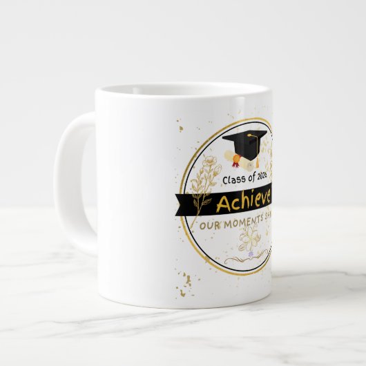 Elegant Class of 2026 Graduation Gold Floral Coffe Jumbo-Tasse (Vorderseite Links)