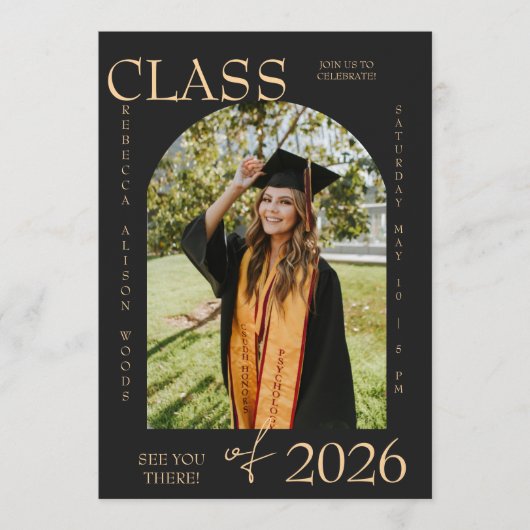 Elegant Class of 2026 Graduation Invite Einladung (Vorderseite)