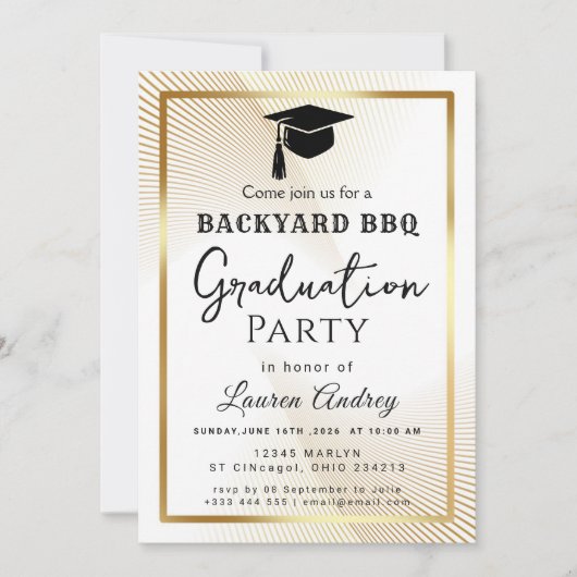 Elegant Class of 2027 Grad Party Invite with Gold  Einladung (Vorderseite)