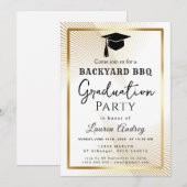 Elegant Class of 2027 Grad Party Invite with Gold  Einladung (Vorne/Hinten)
