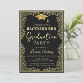 Elegant Class of 2027 Grad Party Invite with Gold  Einladung (Stehend Vorderseite)