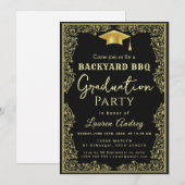 Elegant Class of 2027 Grad Party Invite with Gold  Einladung (Vorne/Hinten)