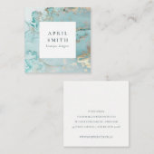 ELEGANT CLASSA AQUA DUSKY BLAUE GOLD AGATE GEODE QUADRATISCHE VISITENKARTE (Vorne/Hinten)