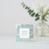 ELEGANT CLASSA AQUA DUSKY BLAUE GOLD AGATE GEODE QUADRATISCHE VISITENKARTE (Stehend Vorderseite)