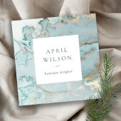 ELEGANT CLASSA AQUA DUSKY BLAUE GOLD AGATE GEODE S QUADRATISCHE VISITENKARTE