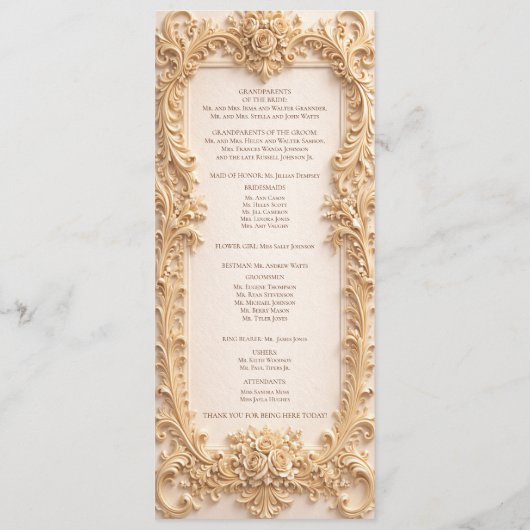 Elegant Classic Baroque Frame Wedding Program Programm (Rückseite)