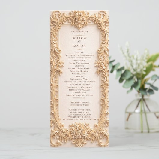 Elegant Classic Baroque Frame Wedding Program Programm (Stehend Vorderseite)