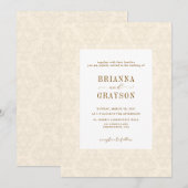 Elegant Classic Beige Script Vintage Wedding Einladung (Vorne/Hinten)