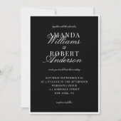 Elegant Classic Black and White Old Money Wedding Einladung (Vorderseite)