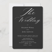 Elegant Classic Black and White QR code Wedding Einladung (Vorderseite)